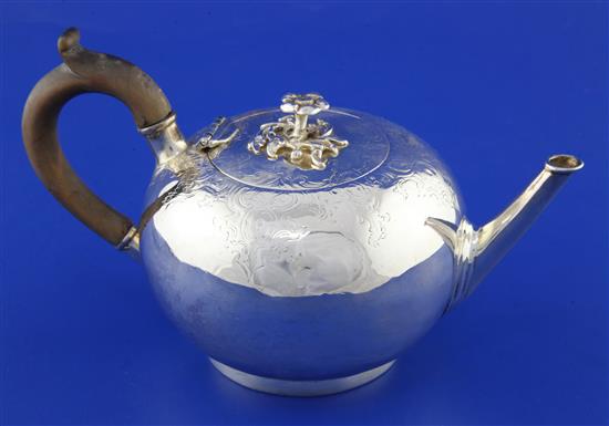 A Victorian silver bullet shaped teapot by Francis David Dexter, gross 11 oz.